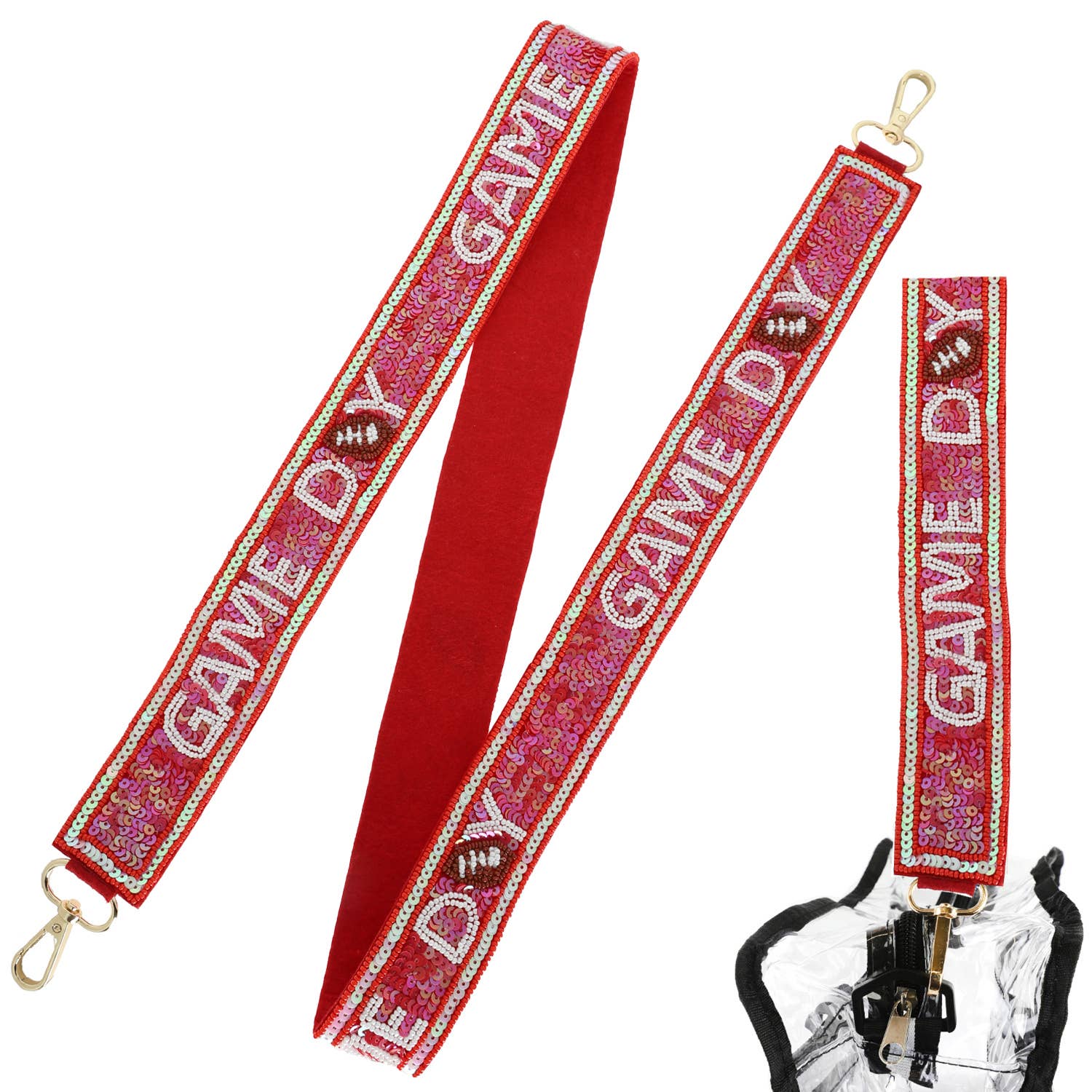 SP Sophia Collection - Wholesale Bag Strap - Women's - Game Day Seed Beaded Sequins Shoulder Bag Strap 4