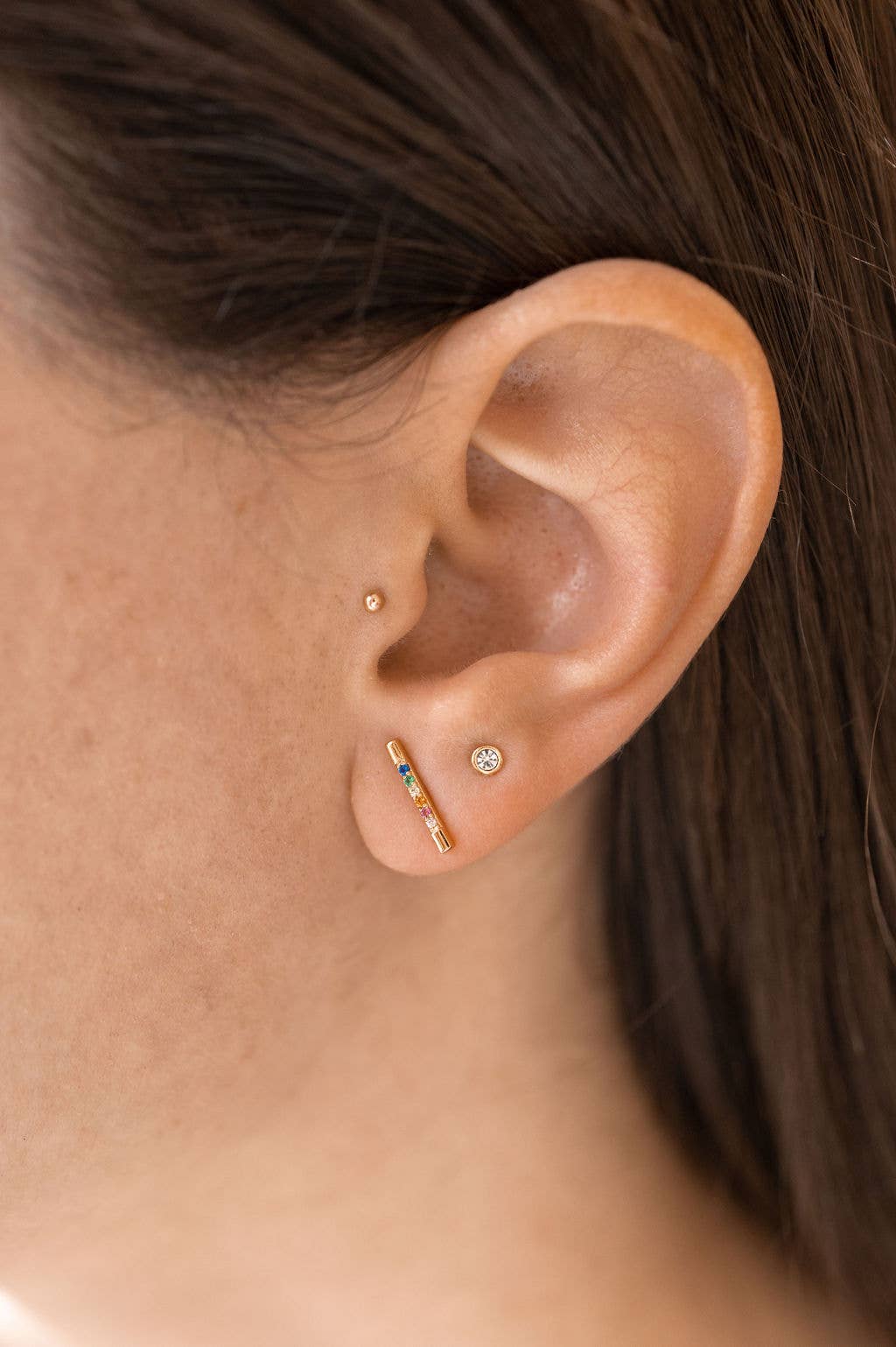 The Land of Salt - Wholesale Stud/Post Earrings - Rainbow Brite Stud Earrings in Gold1