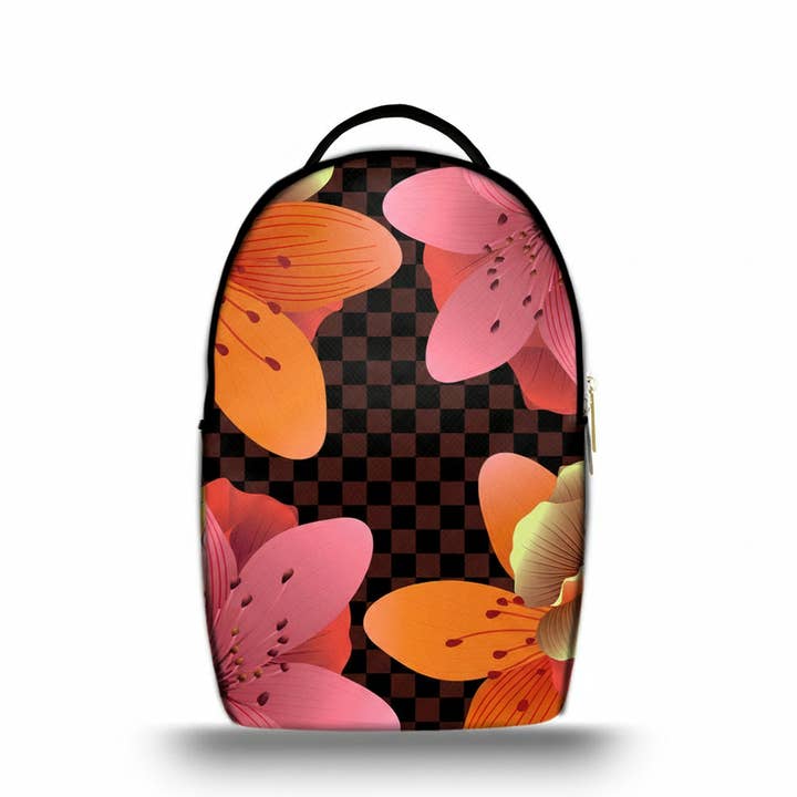 Mochila Ermes Madinbo - Hecho en Italia - Unisex - Portaordenador - Mochila Escolar - Mochila de Trabajo - Gráfica de Flores Naranja y Rosa para venta al por mayor de MADINBO