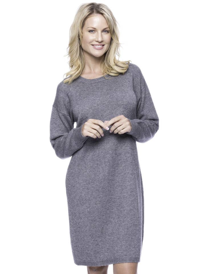 Uldblanding Sweater Kjole - Mørkegrå for engroshandel hos Tocco Reale