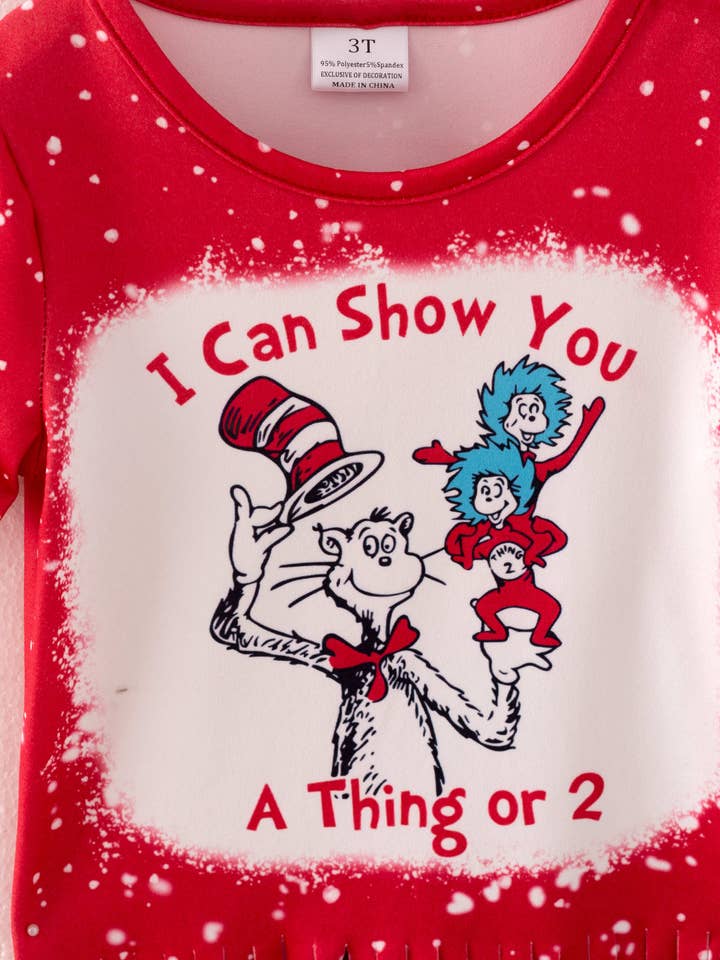 hummybee - Wholesale Top & Pant Set - Kids - Dr. Seuss Blue Red Girl Bell Bottom Set Outfit