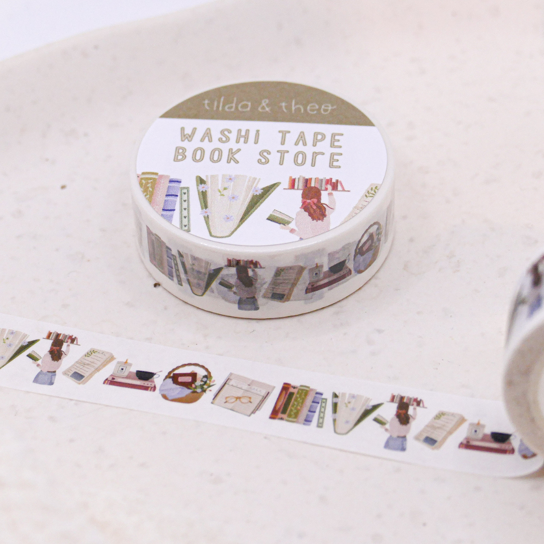 Tilda&Theo - Wholesale Washi Tape - Washi Tape Reading Books - Masking Tape Booklover Tape1