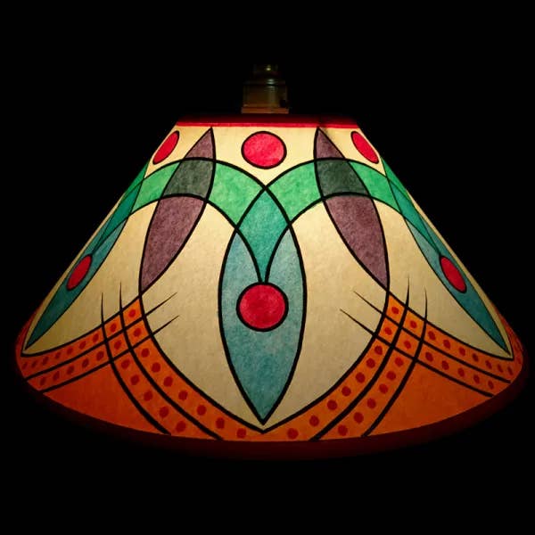 Cressida Bell - Wholesale Lamp Shade - Hand-painted Harlequin Lampshade - Yellow Red