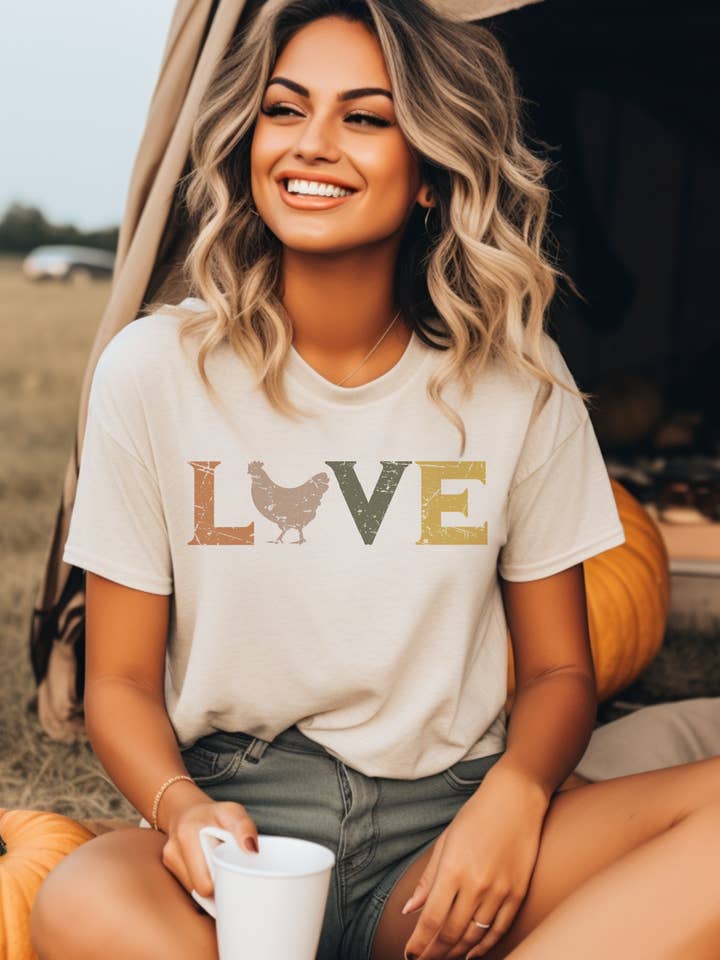 cream Vintage farm love chicken Rooster Farmers Market Graphic Tee for wholesale on Faire