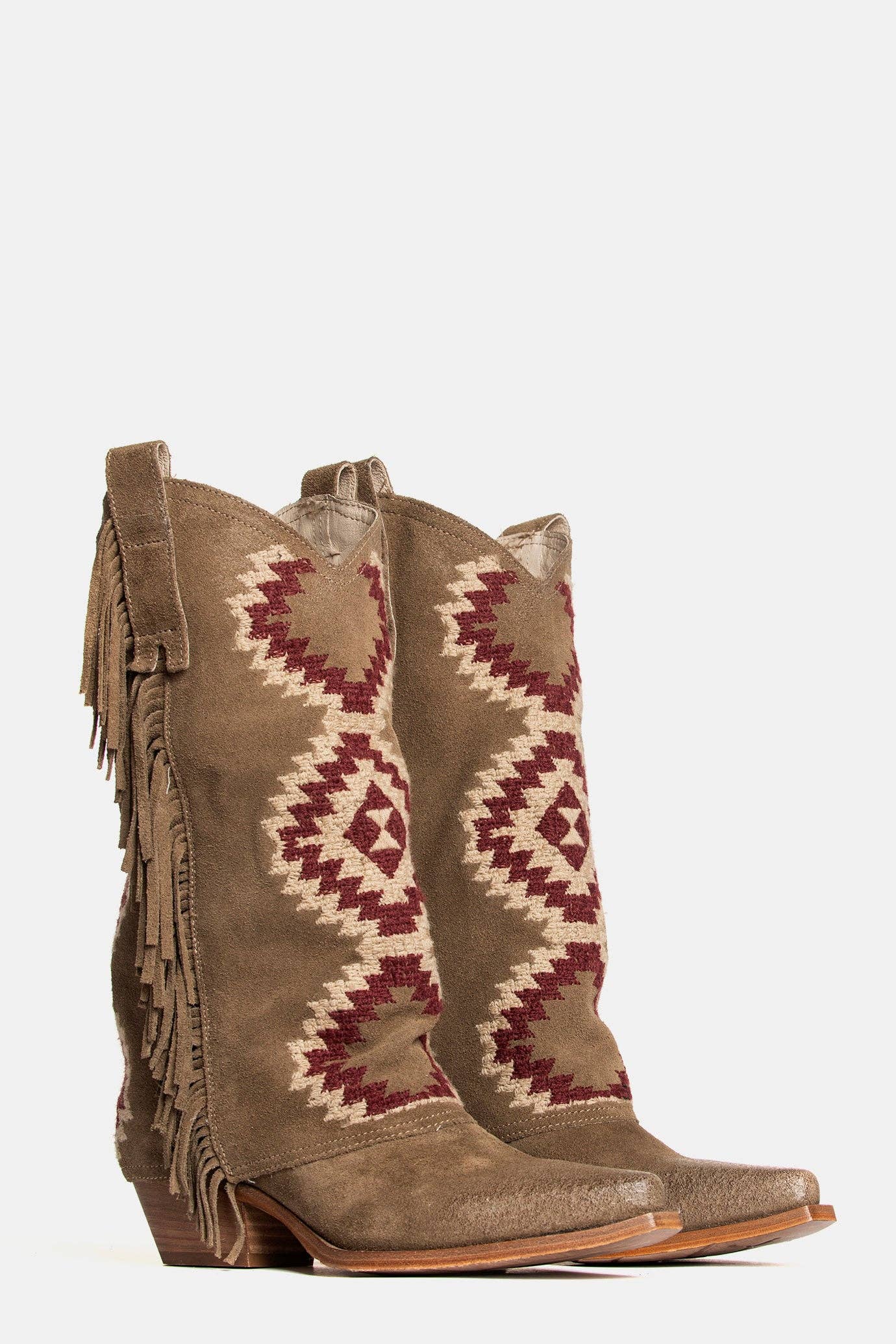 METISSE - Wholesale Boots - Women's - Taupe suede Texan boots DX22051