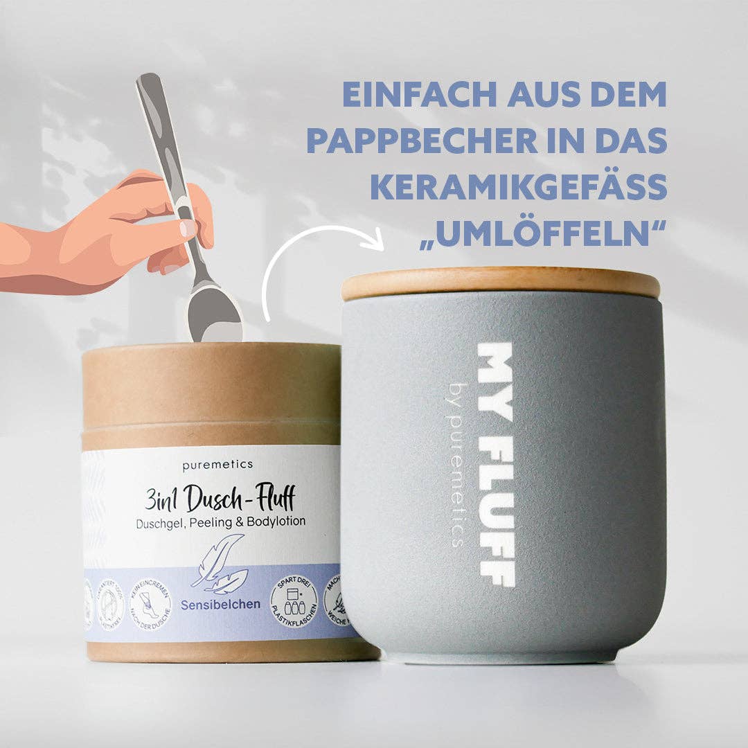 puremetics GmbH – wholesale Bathroom accessory set – MY FLUFF Ceramic Vessel 'Light Gray'3