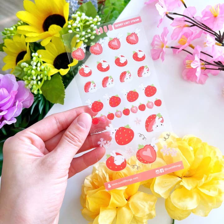 Seal Sticker - Lil' Strawberries - Transparent for wholesale by SumLilThings