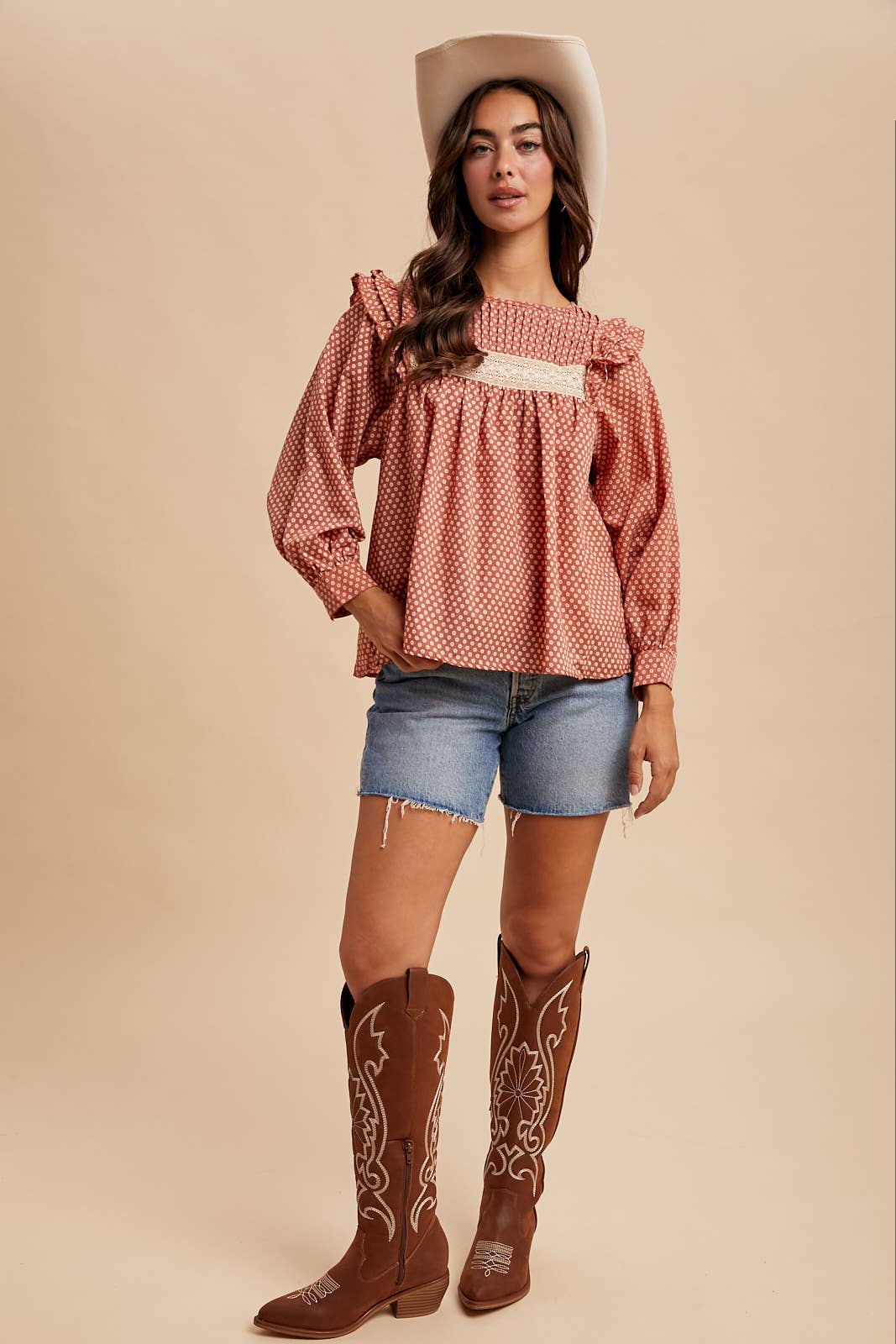 In Loom - Wholesale Blouse - Women's - PINTUCK SMOCK LONG SLEEVE BLOUSE5