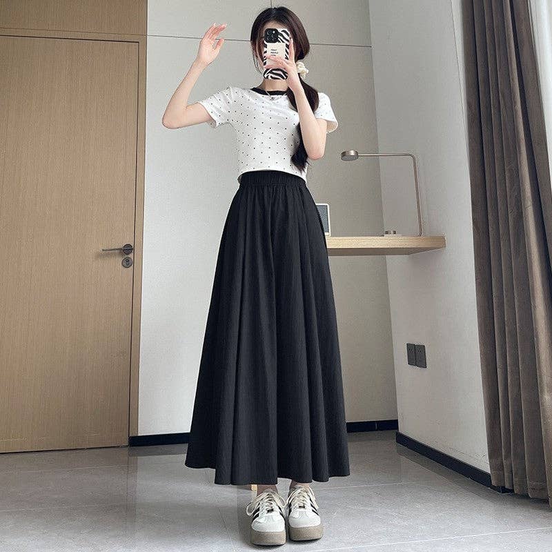 Sheer Trend - Wholesale Skirt - Women's - Petite Solid High Waist A-Line Skirt2