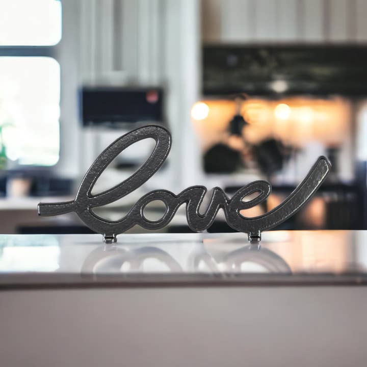 Cheungs Home Decor - Wholesale Decorative Tabletop Object - Roven Cast Iron Sign - Calligraphic Love Table Decor