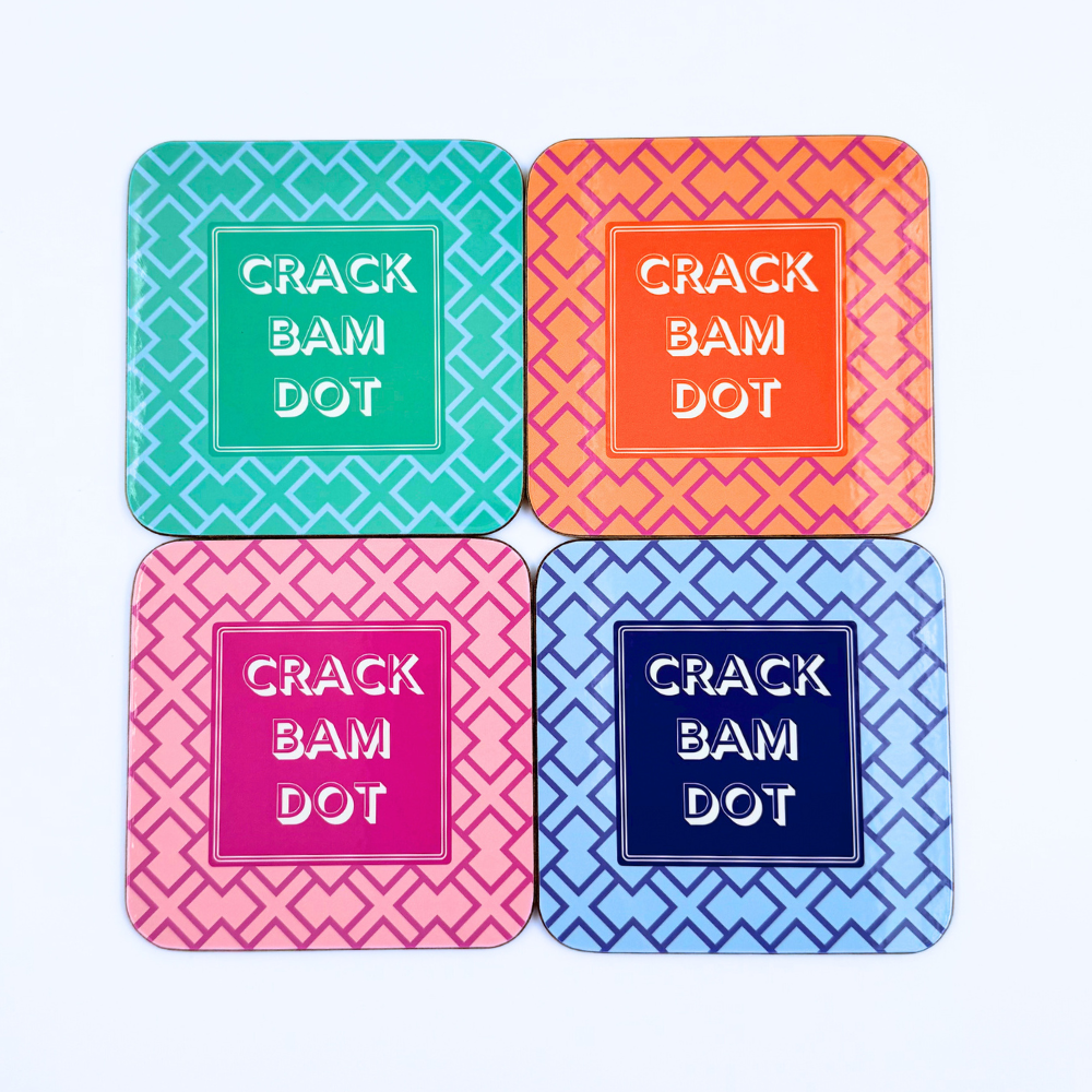 My Fair Mahjong - Wholesale Coasters - Mahjong Coasters, 4 Set  | Gift or Prize | Green, Pink, Blue, Orange0