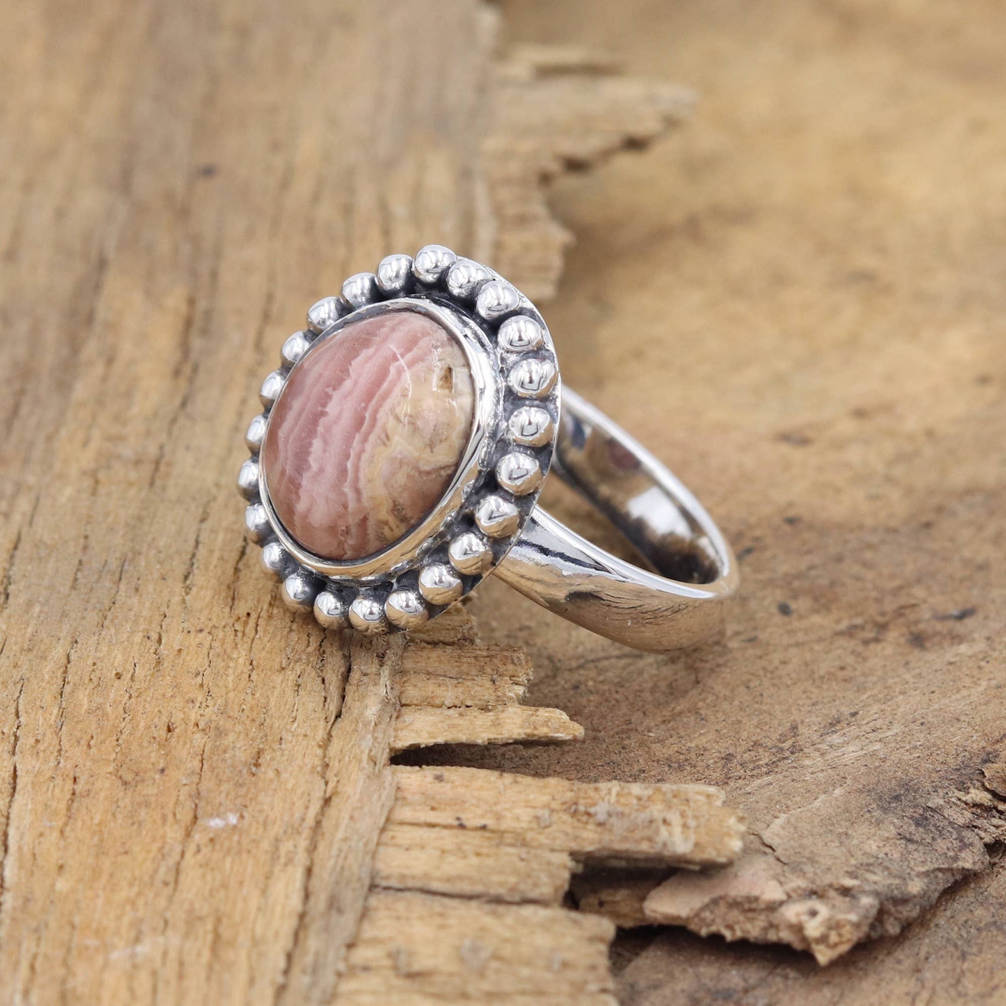 Jay Jools - Wholesale Cocktail/Statement Ring - Rhodochrosite Handmade Ring: 925 Silver Jewelry for Her9