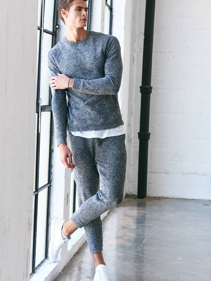 Heren zachte gebreide melange joggingbroek voor wholesale door Mika Jaymes