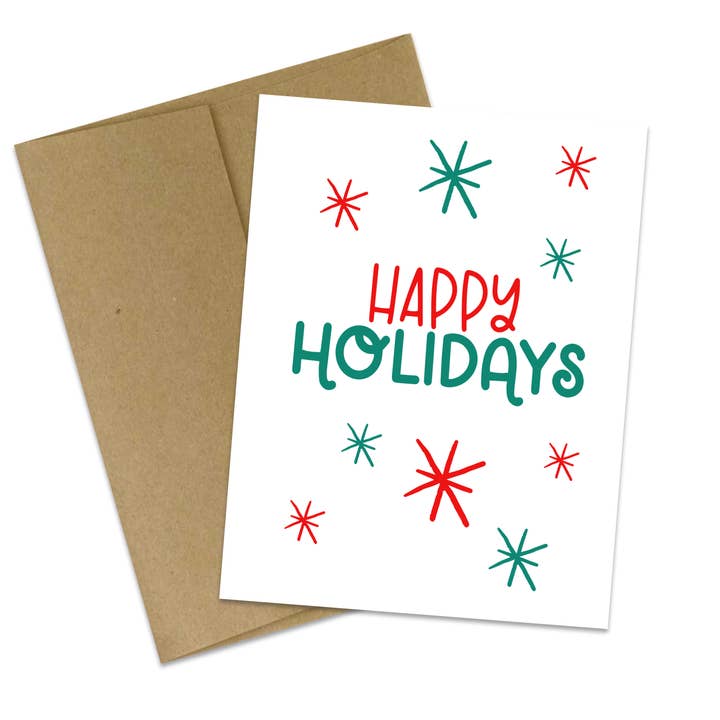 Happy Holidays Card | Christmas Card for wholesale by Butterflies + Halos