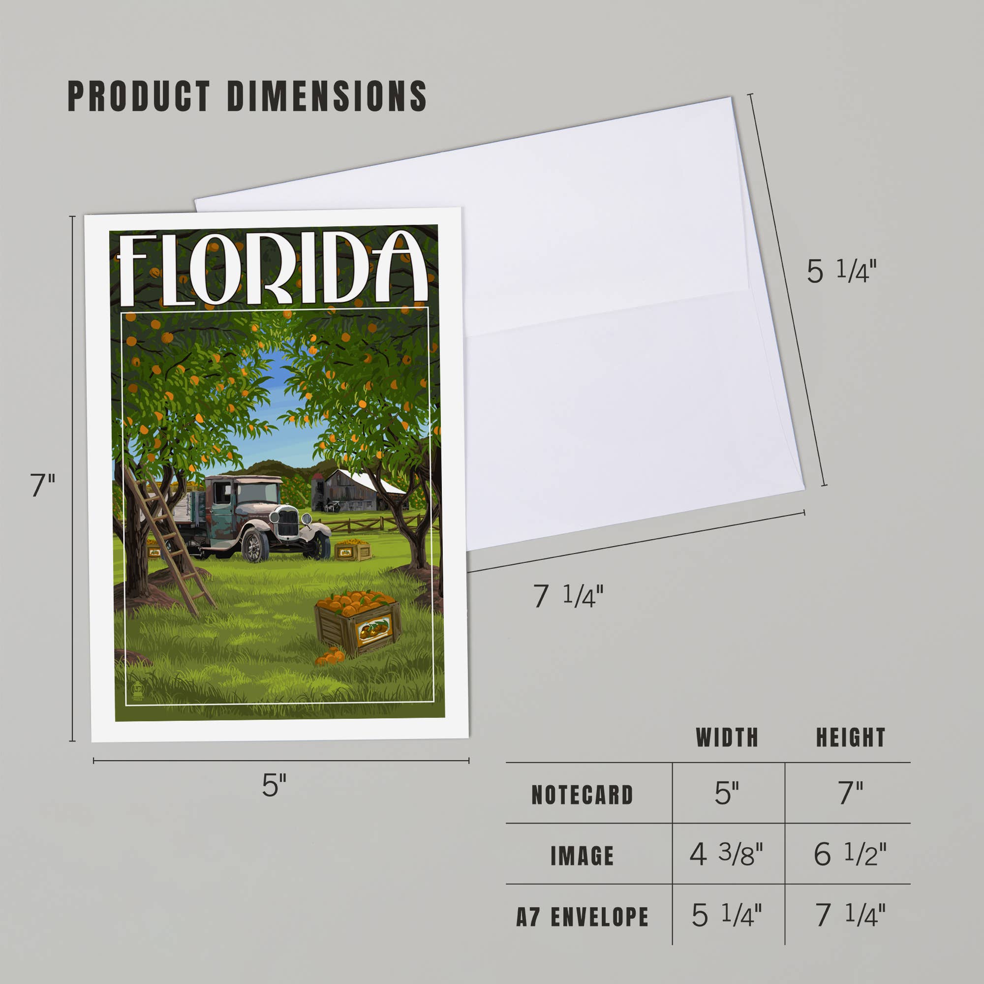 Lantern Press - Wholesale Everyday Greeting Card - GREETING CARD Florida, Orange Grove with Truck4