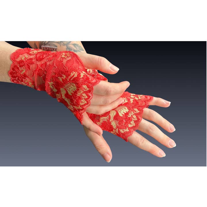 Lace WRISTEES® - Vermillion & Gold - short 16cm for wholesale by Anna Falcke