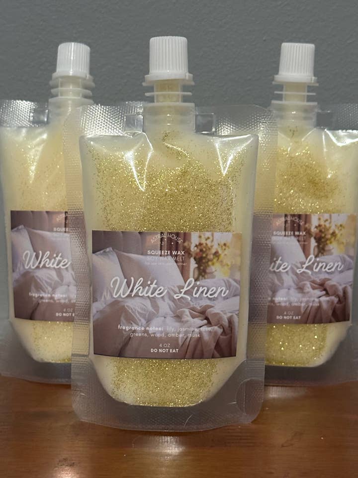 ‘White Linen’ Squeeze Wax™ Squeezable Soy Wax Melt for wholesale by Astral House Aromas