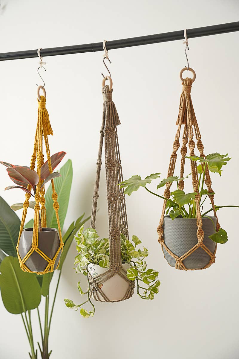 BeanDaikon – wholesale Hanging planter – Macrame No Tassel Plant Holder H7011