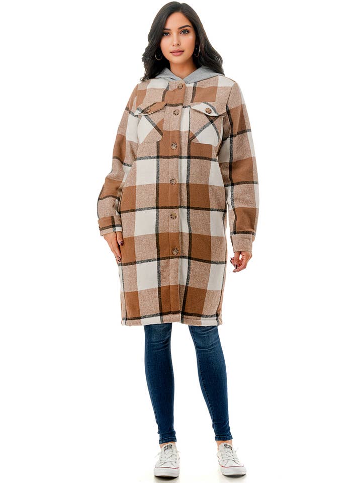 Color 5 - Wholesale Shirt – Women’s - Super long plaid flannel shirt jacket shacket w/pockets 18