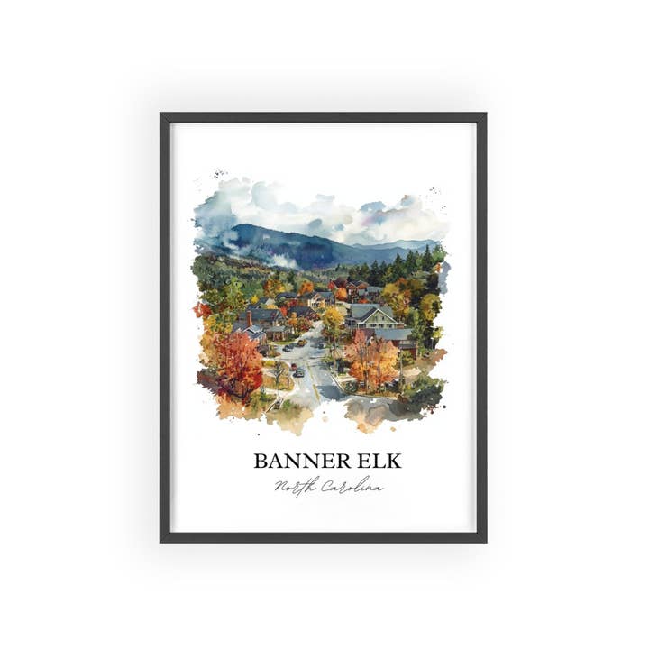 Premium Travel Art - Wholesale Art Print - Banner Elk NC Wall Art, Blue Ridge NC Print, North Carolina Watercolor, Banner Elk NC Gift, Travel Print, Travel Poster, Housewarming Gift6