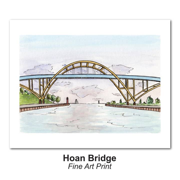 Hoan Bridge Watercolor Art Print - Milwaukee Gift for wholesale by Lynndale Print