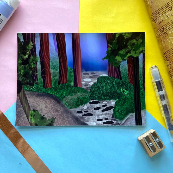 M.S. Illustration - Vente Affiche d'art - Impression artistique fantastique Wisps In The Forest Gloss, affiche Fairycore, art mural pour décoration de chambre de jeu, impression d'artiste Cottagecore, impression d'affiche cryptide