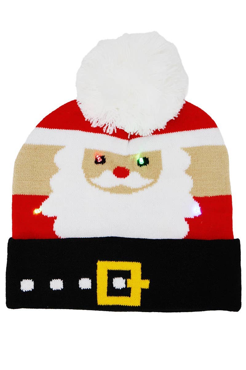 ASSORTED Big Kids Christmas Led Light-up Single Pom Beanie for wholesale on Faire4