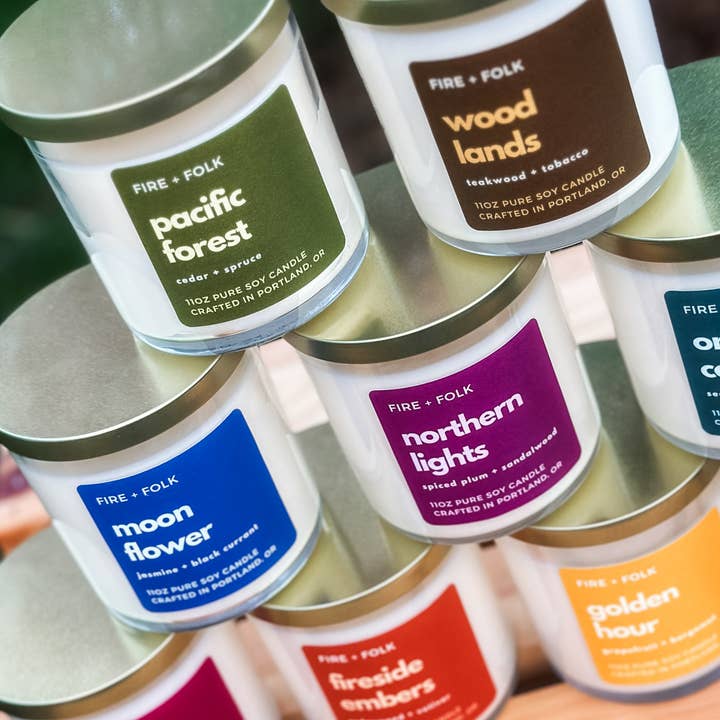 FIRE + FOLK - Wholesale Jar/Filled Candle - Fireside Embers | 11oz Wood Wick Soy Candle