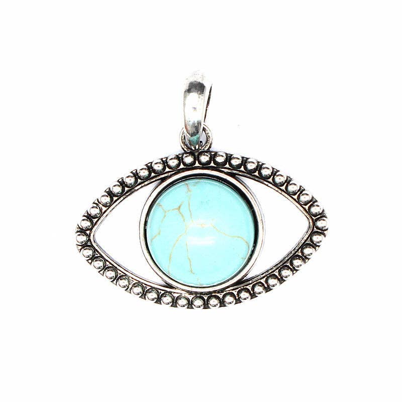 Mio Queena - Wholesale Individual Charm/Pendant - Vintage Natural Stone Evil Eye Charms (Single Pendant) - CS3