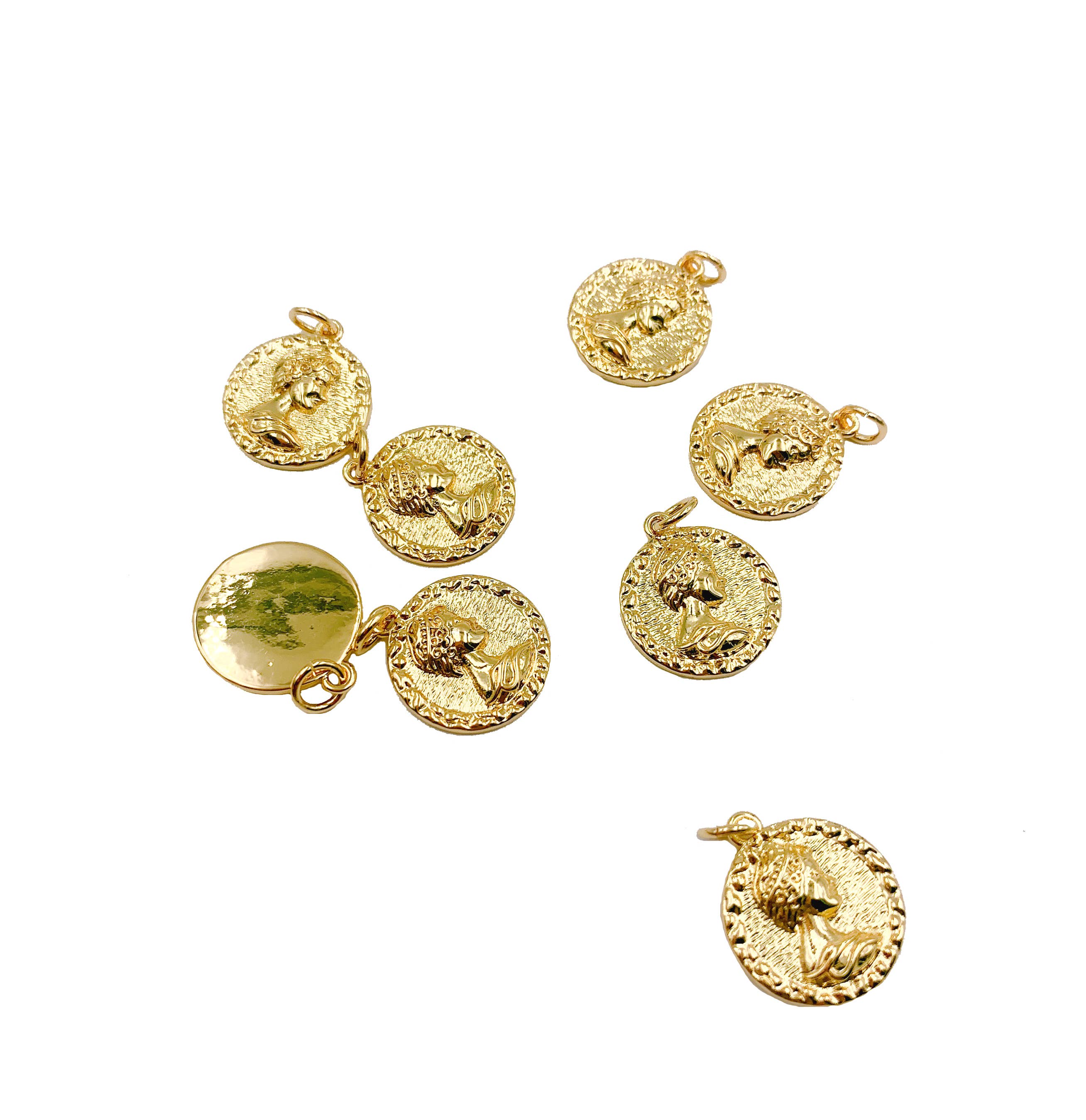 Beads Creation - Wholesale Individual Charm/Pendant - Gold Filled Dainty Coin Charm Pendant, CP11941
