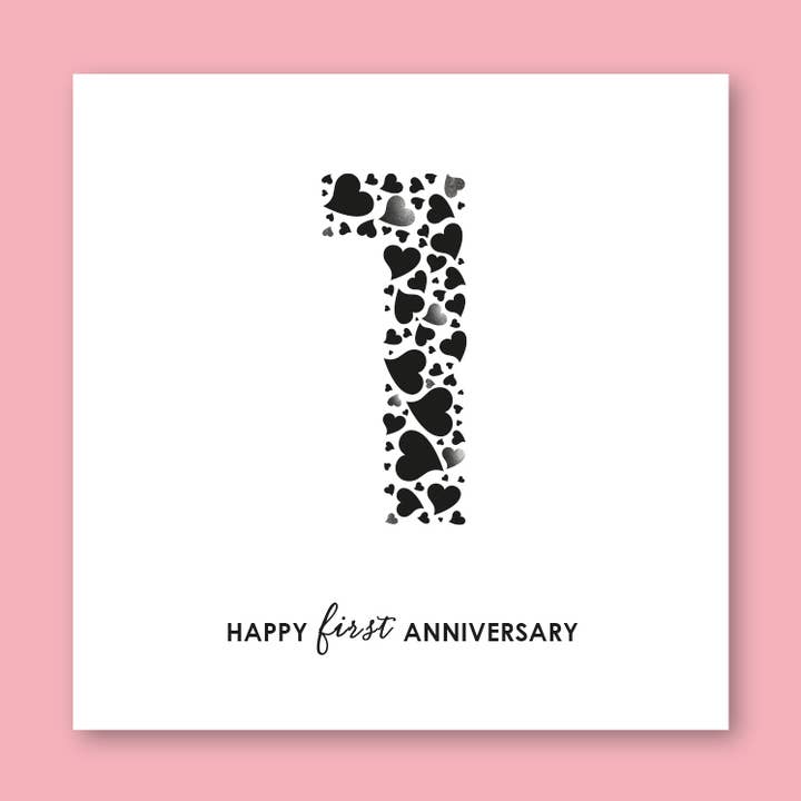 1st Anniversary Card with Love Hearts for wholesale by mrs L cards