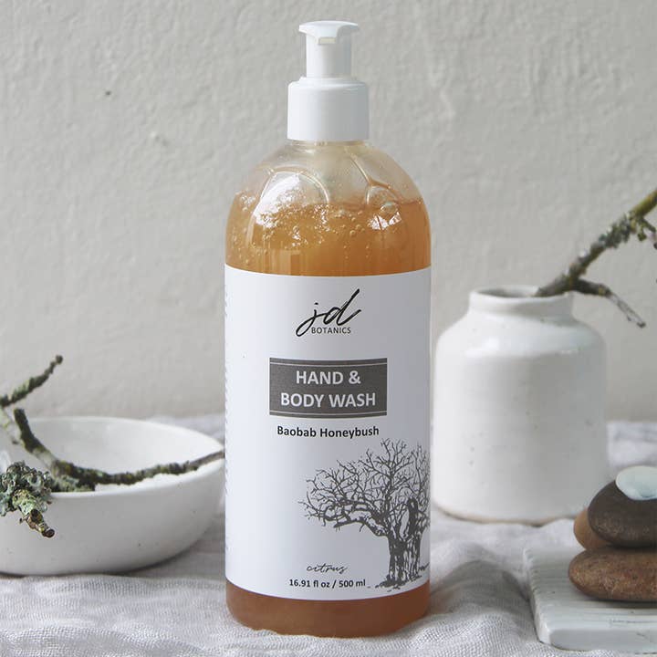 JDBotanics - Wholesale Body Wash/Shower Gel - baobab & honeybush liquid soap (16.9 fl oz / 500ml)