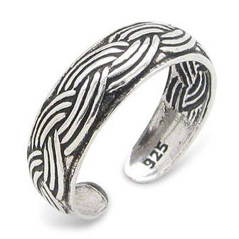 Braided Rope Twist Antiqued Sterling Silver Toe Ring for wholesale by Silver Insanity