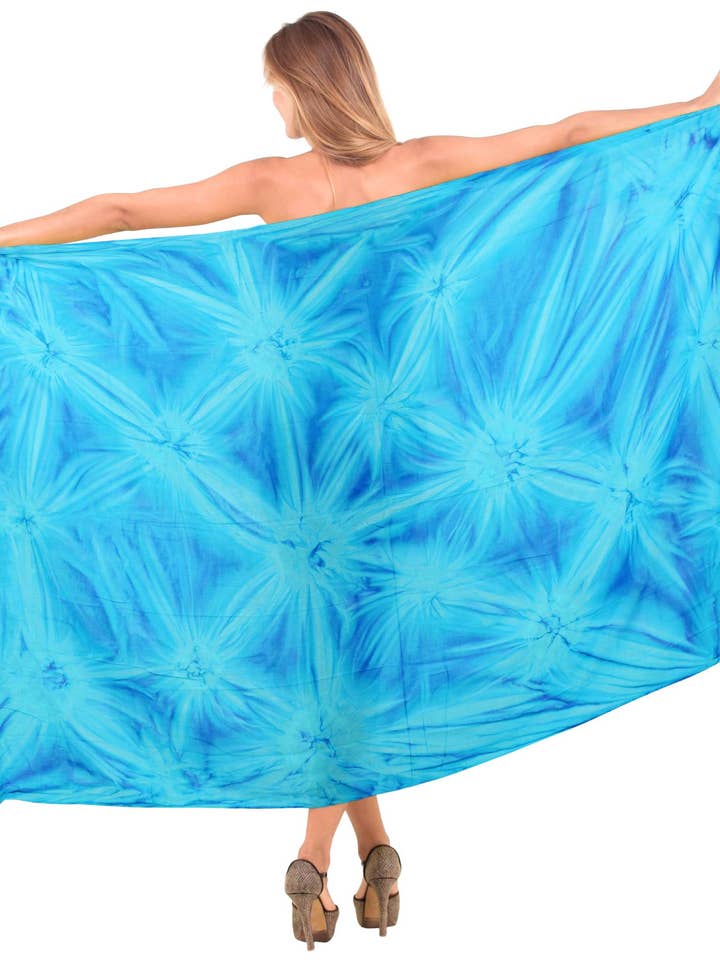 La Leela Women's Tie Dye Rayon Beach Wrap Star P04272 for wholesale by LA LEELA \ HAPPY BAY