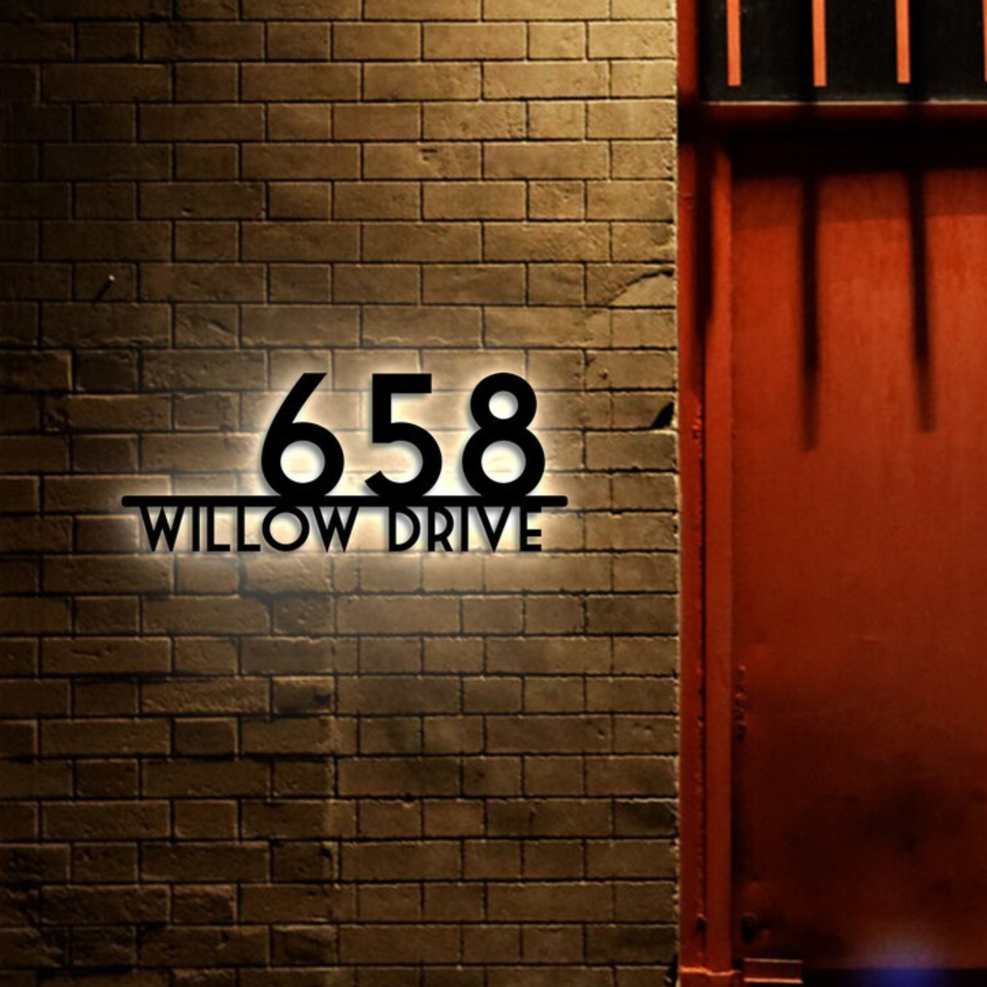 Glow Neon - Wholesale Sign - Personalized Modern Number Metal Address Sign1