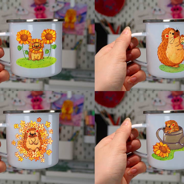 Mug/s en émail incassable Hérisson pour la vente par Pollygone Illustration