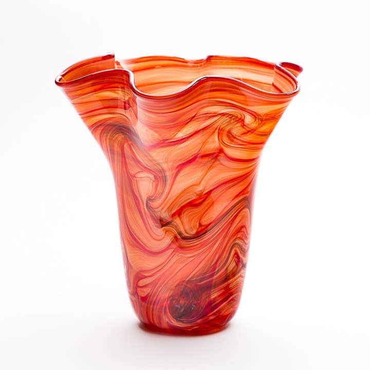 Slow Burn Glass Studio LLC - Wholesale Vase - Handblown Glass Ruffled Bowl or Vase