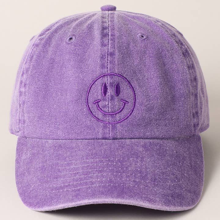 Fashion City - Wholesale Baseball Cap - Women's - Happy Face Embroidered Cotton Baseball Cap14