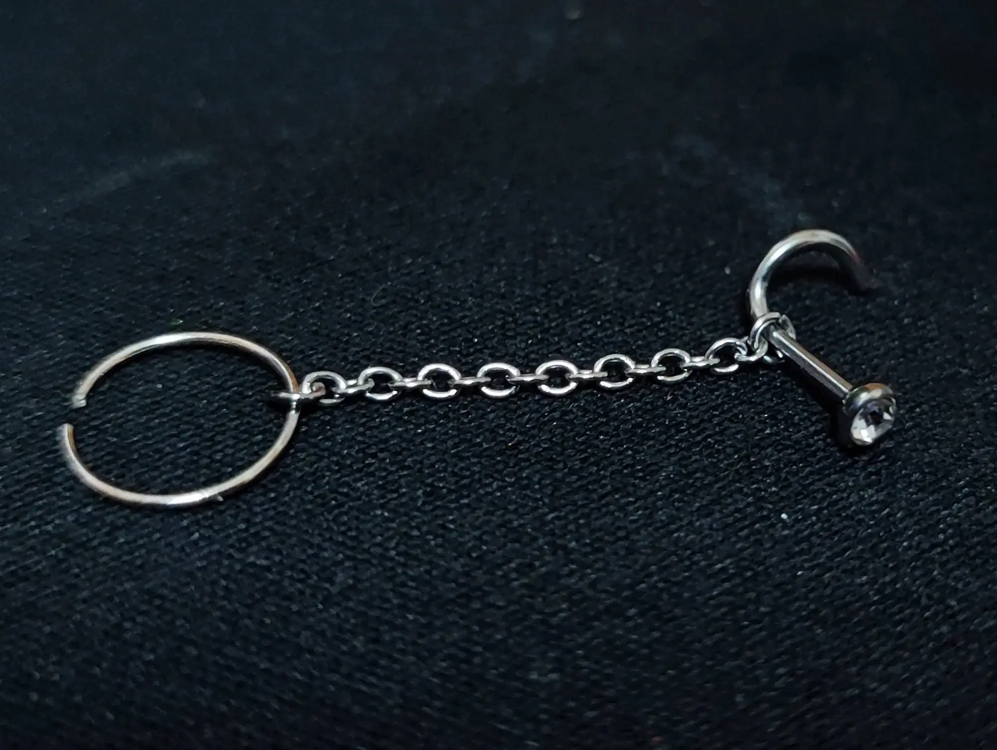 Crystal Clear Nose Screw Stud with Nose Ring And Chain-316L for wholesale on Faire2