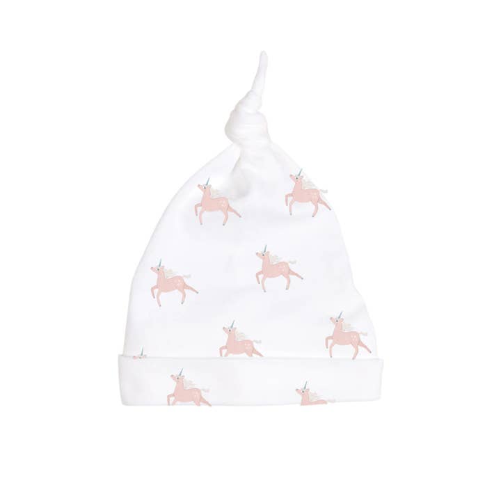 Unicorn in the Sky Top-Knot Receiving Hat for wholesale by Sammy + Nat