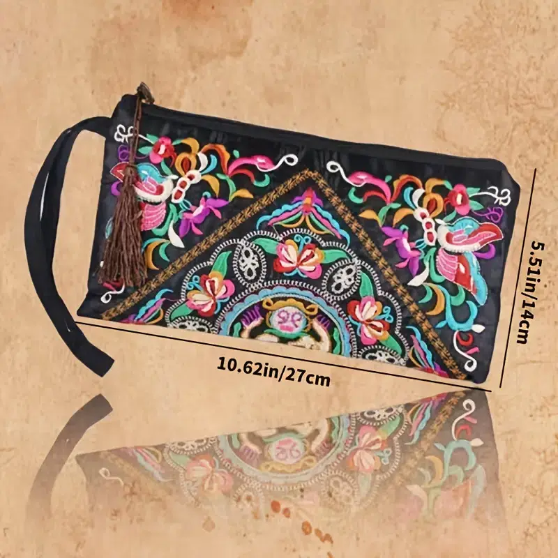 Magnifique Hearts - Vente Pochette – femme - Grande pochette zippée brodée pour femme - porte-monnaie et étui téléphone7