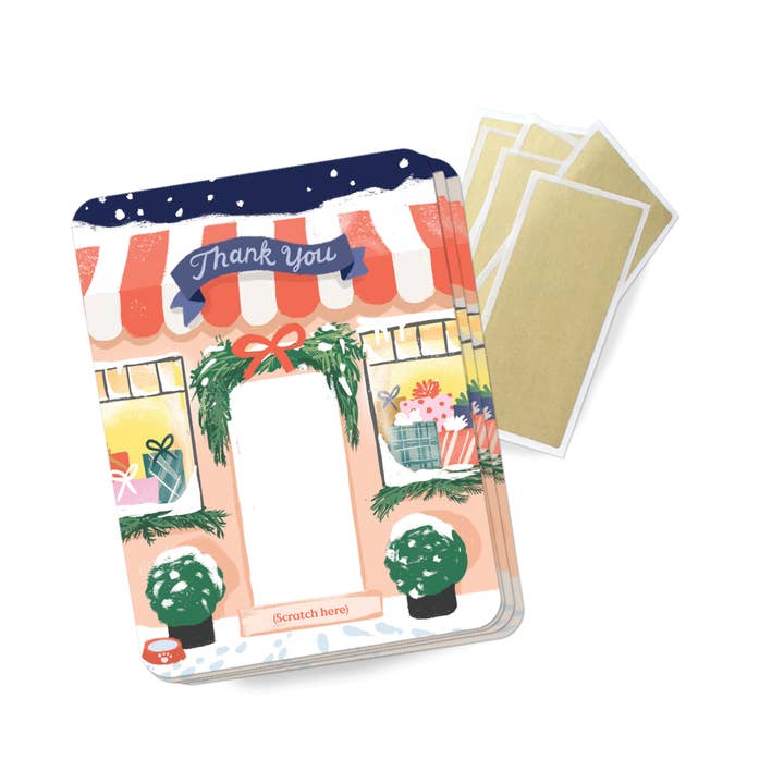 Inklings Paperie - Wholesale Stationery/Notecard Set - 100 Customer Scratch-off Cards - Winter Shop Small