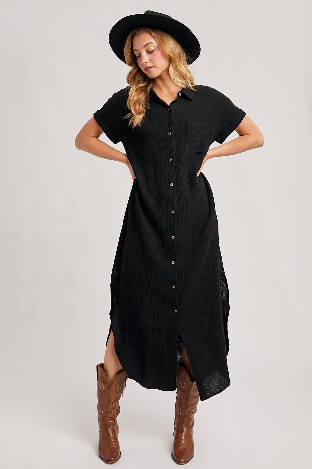 Bluivy - Wholesale Dress - Women's - BUTTON UP MAXI SHIRT DRESS WITH POCKET76