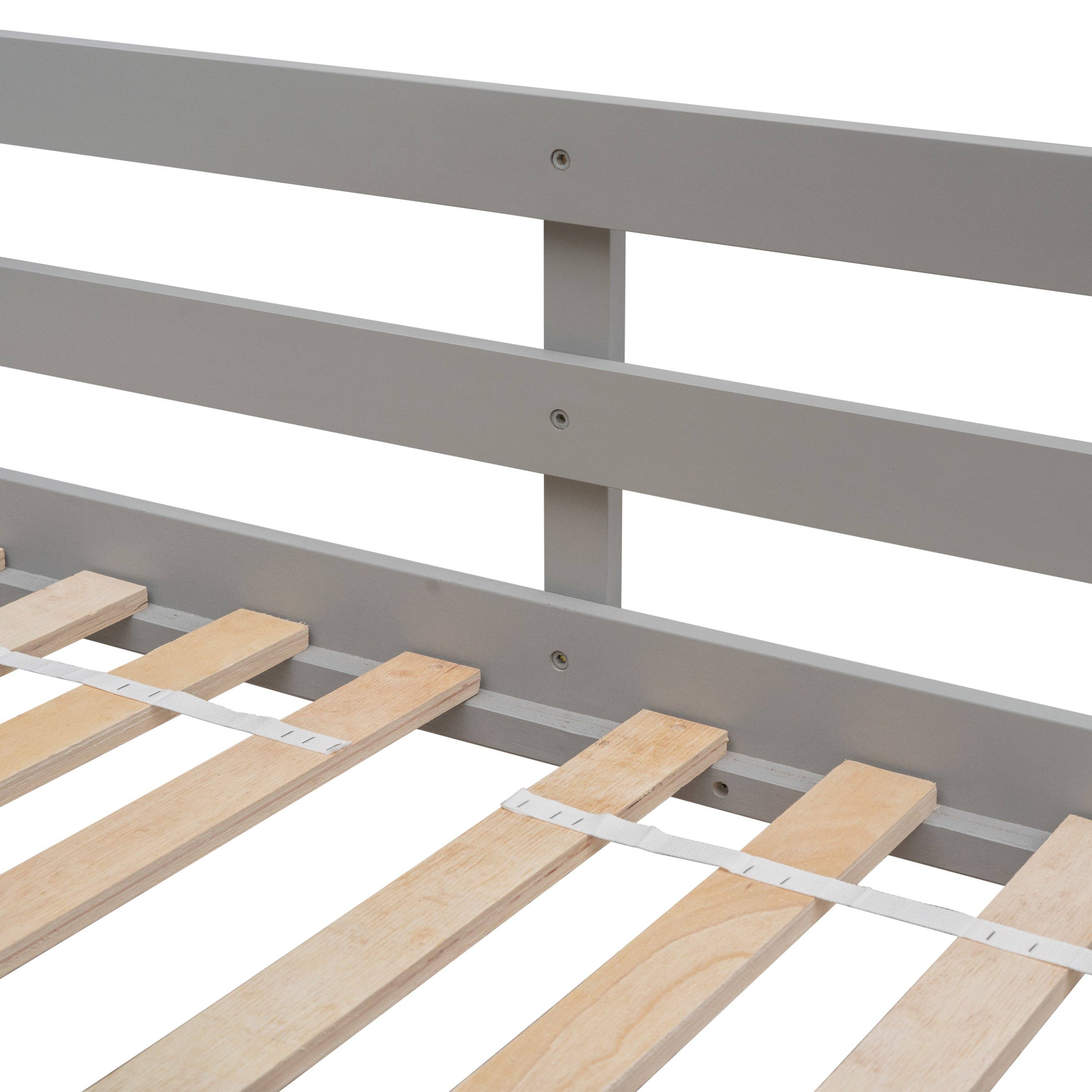 39F Inc. - Wholesale Bed - Kids & Baby - Grey Twin over Twin House Bunk Bed with Roof, Guardrails 15