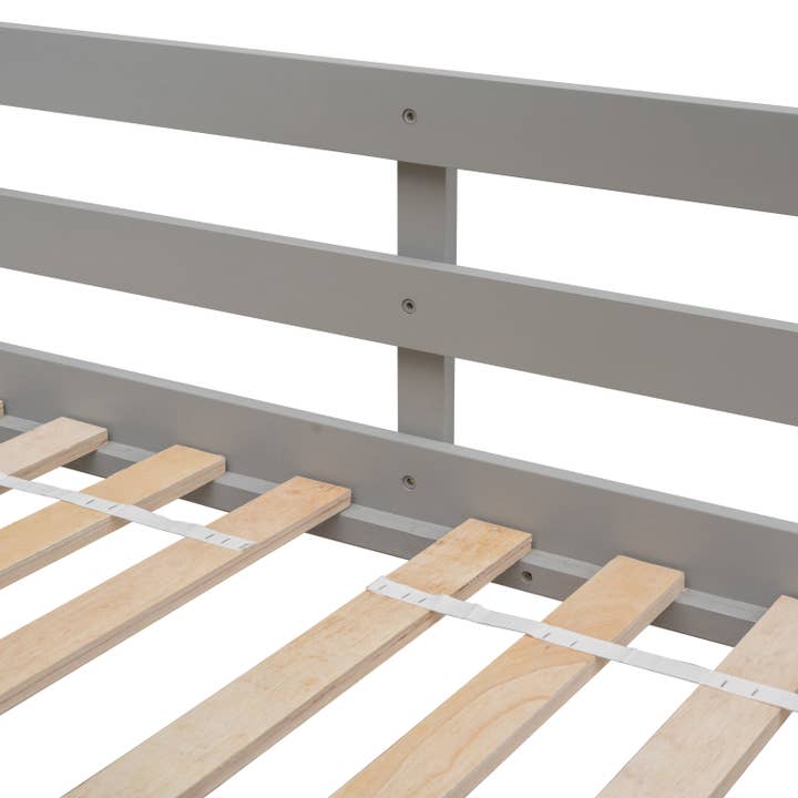 39F Inc. - Wholesale Bed - Kids & Baby - Grey Twin over Twin House Bunk Bed with Roof, Guardrails 15