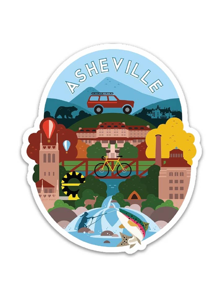 Asheville North Carolina Sticker for wholesale by Jelly Press