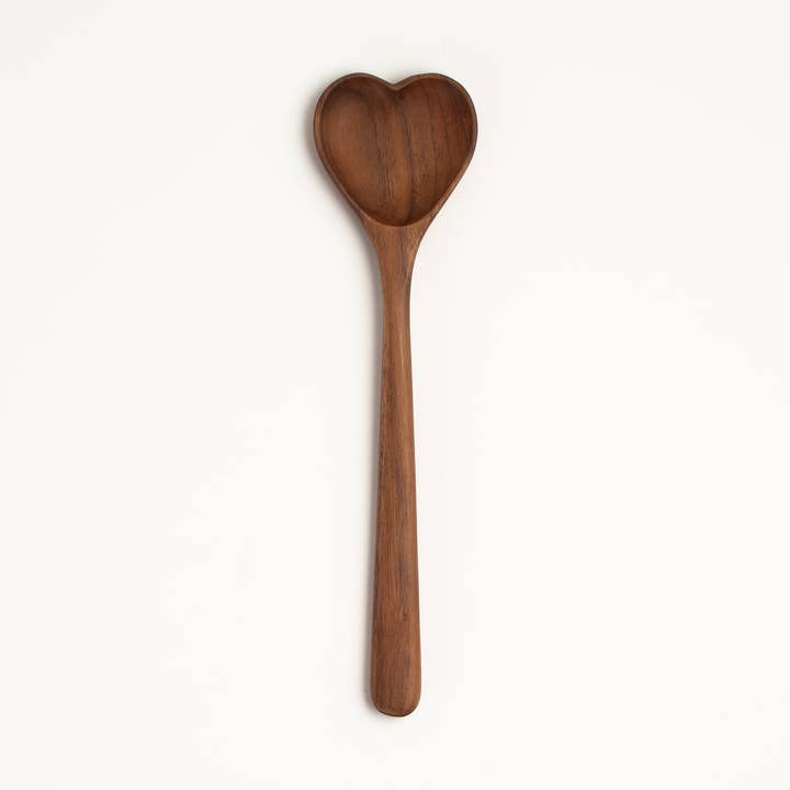 9.5" Walnut Heart Spoon - Handmade Serving Utensils for wholesale by JBrody & Co. USA