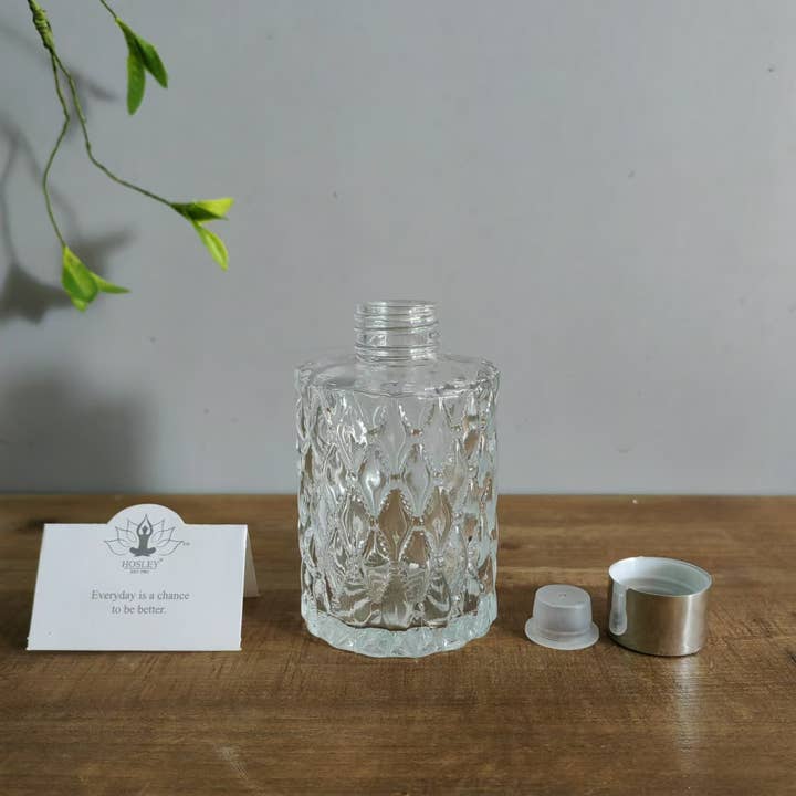 Hosley - Wholesale Oil Warmer - Hosley® Glass Bottle With Silver Lid Set of 4