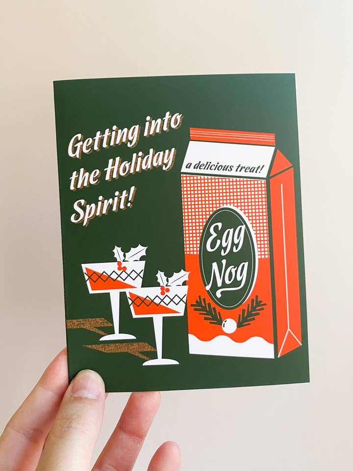 Carte de vœux rétro de lait de poule esprit des fêtes pour la vente par Bottlebrush Graphics