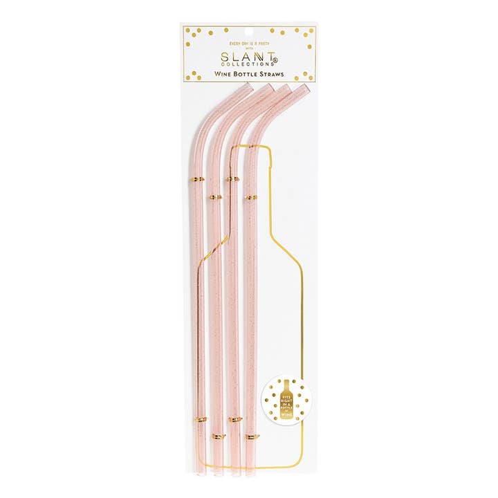 Slant Collections by Creative Brands - Wholesale Drinking Straw - Wine Bottle Glitter Straws